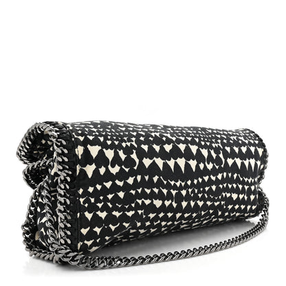 Stella McCartney Cotton Canvas Hearts Falabella Fold Over Tote Black White 3 of 12