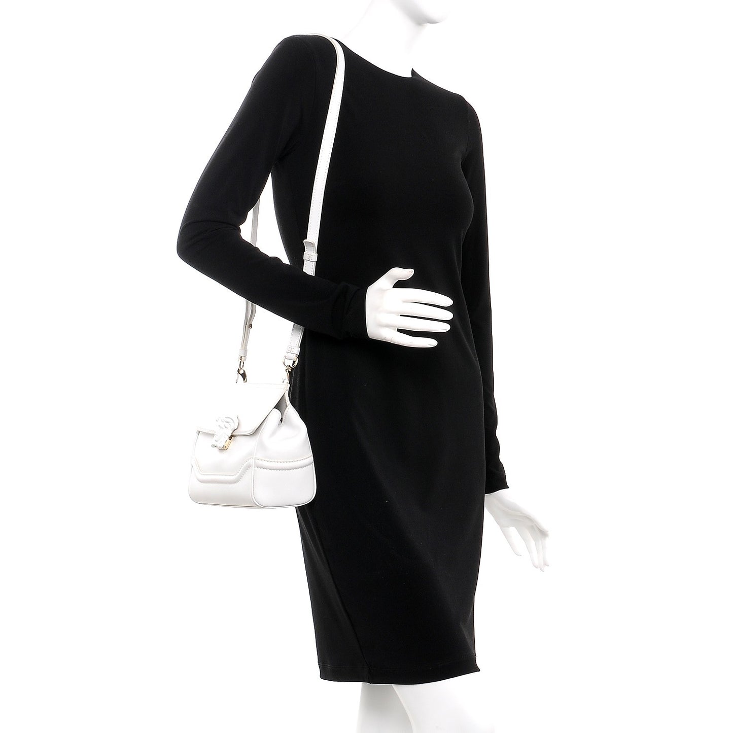 Calfskin Palazzo Empire Crossbody Bag White