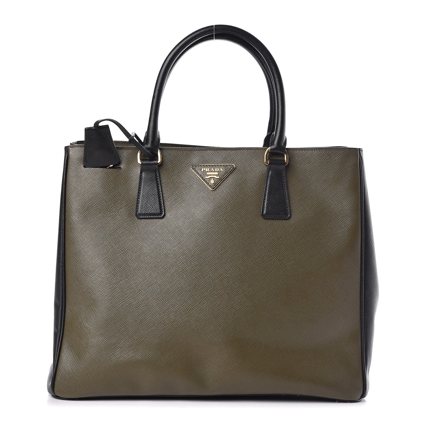 Saffiano Lux Bi-Color Medium Tote Militare Black