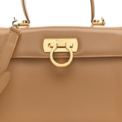 Salvatore Ferragamo Brushed Off Calfskin Iconic Large Top Handle Bag Camel 8 of 15