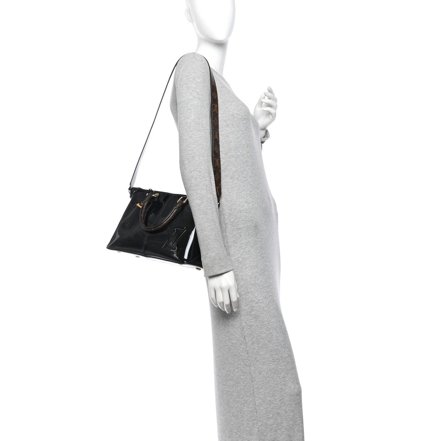 Patent Calfskin Miroir Tote Black