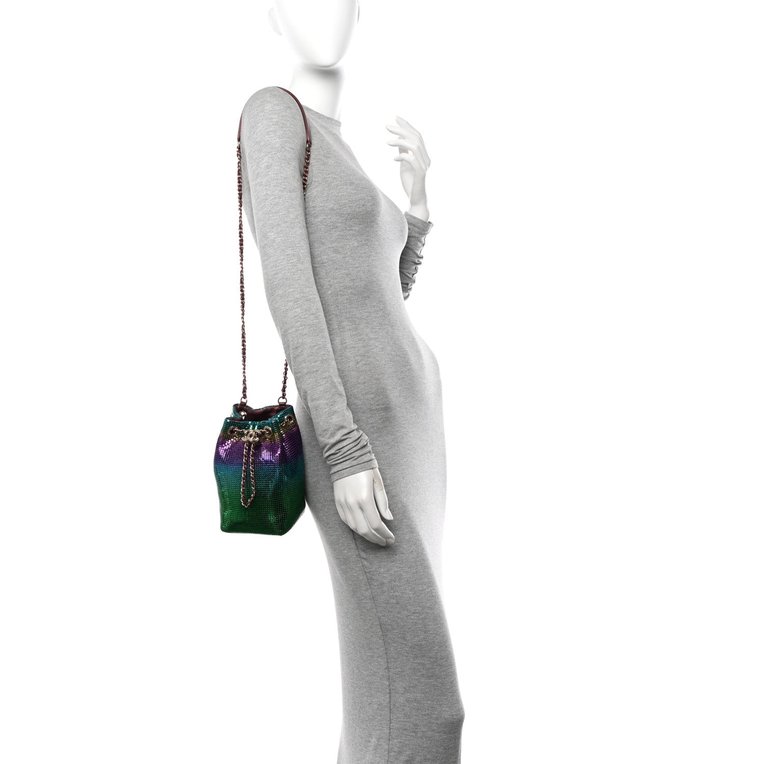 Chanel Faded Metallic Mesh Mini Bucket Bag Multicolor 2 of 10