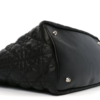 Christian Dior Coated Canvas Cannage Small Panarea Tote Black 9 of 12