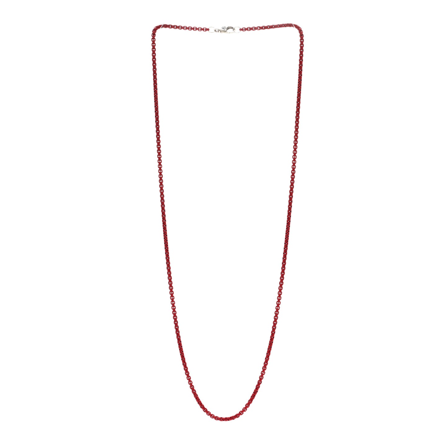 Sterling Silver Stainless Steel 2.7mm Small Box Chain Necklace Burgundy