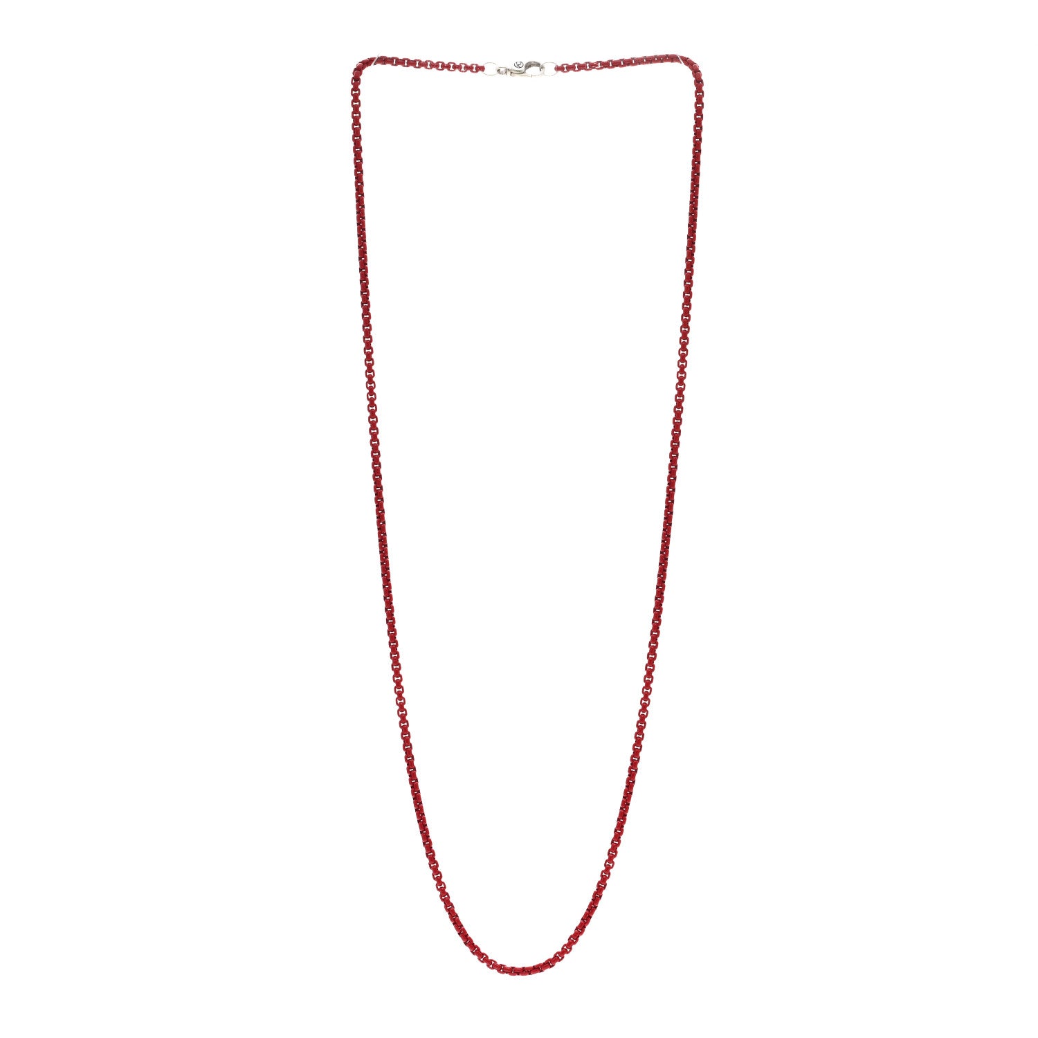 David Yurman Sterling Silver Stainless Steel 2.7mm Small Box Chain Necklace Burgundy 3 of 5