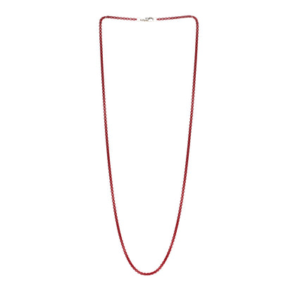 David Yurman Sterling Silver Stainless Steel 2.7mm Small Box Chain Necklace Burgundy 3 of 5