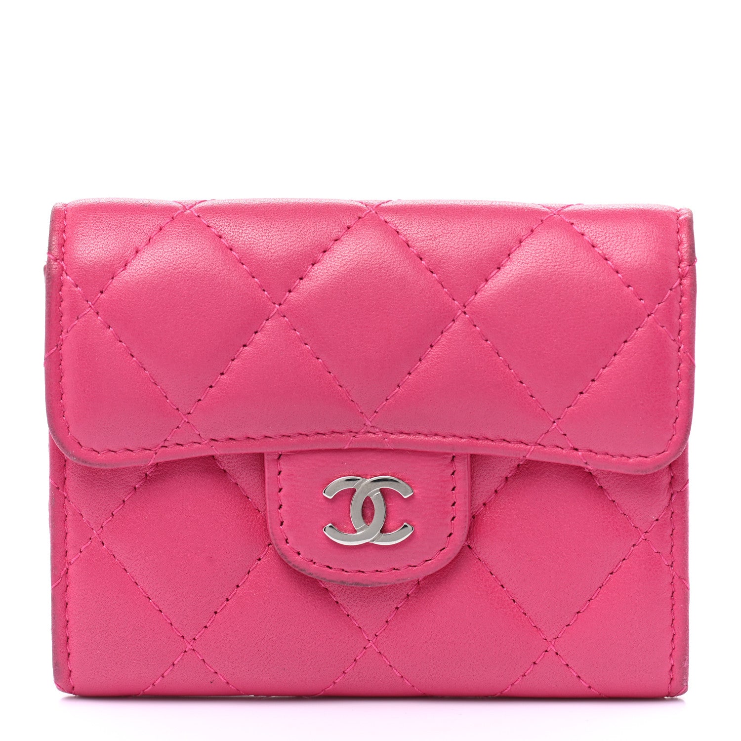 Chanel Lambskin Quilted Flap Card Holder Wallet Pink 1 of 14