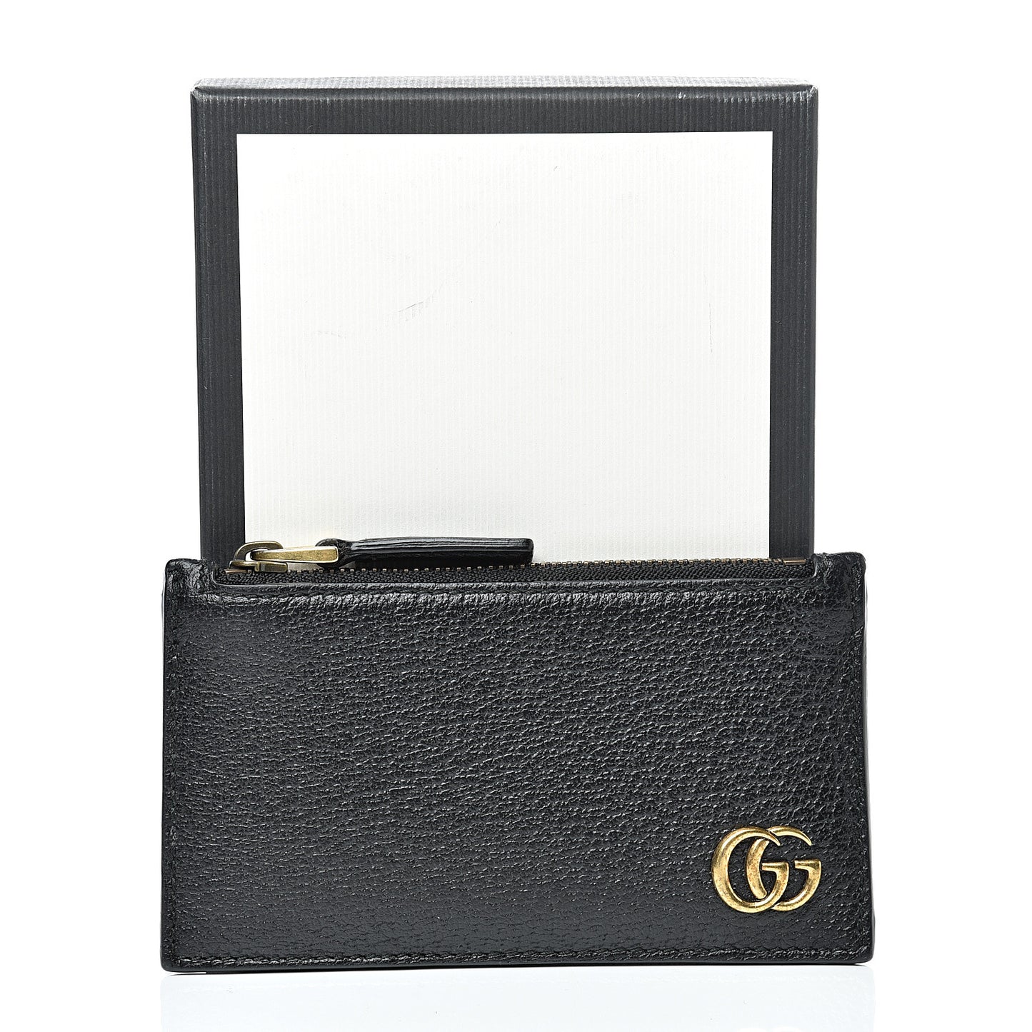Calfskin Boar Effect GG Marmont Coin Case Card Holder Black