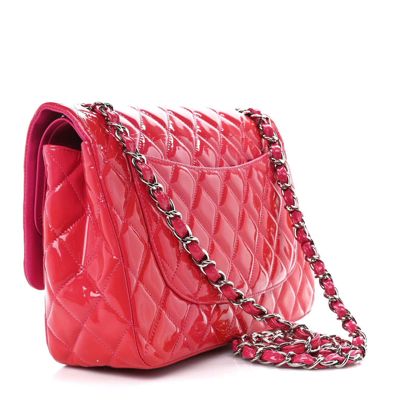 Chanel Patent Quilted Jumbo Double Flap Pink 3 of 12