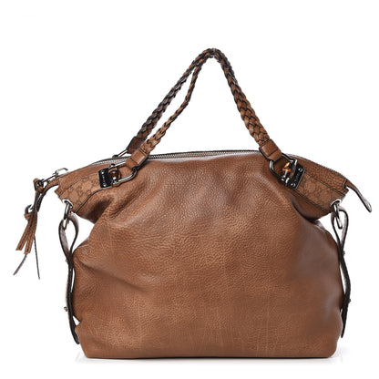 Gucci Calfskin Large Bamboo Bar Shoulder Bag Light Brown 1 of 9