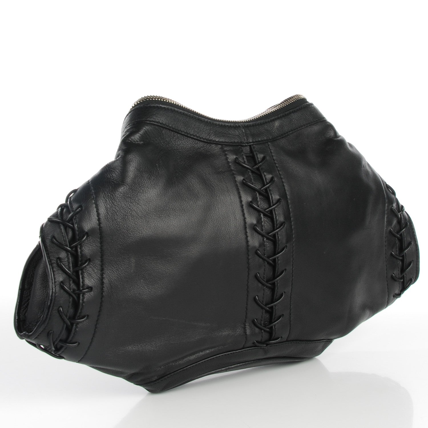 Alexander McQueen Lambskin Lace Up De Manta Clutch Black 3 of 7