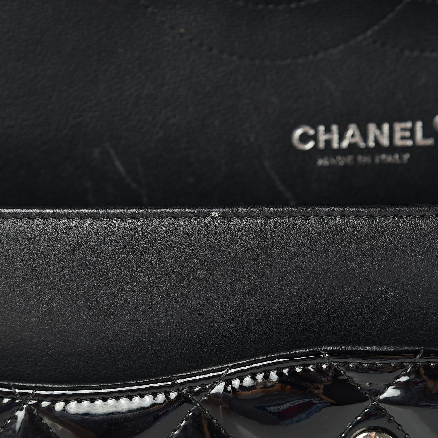 Patent Quilted Jumbo Double Flap Black