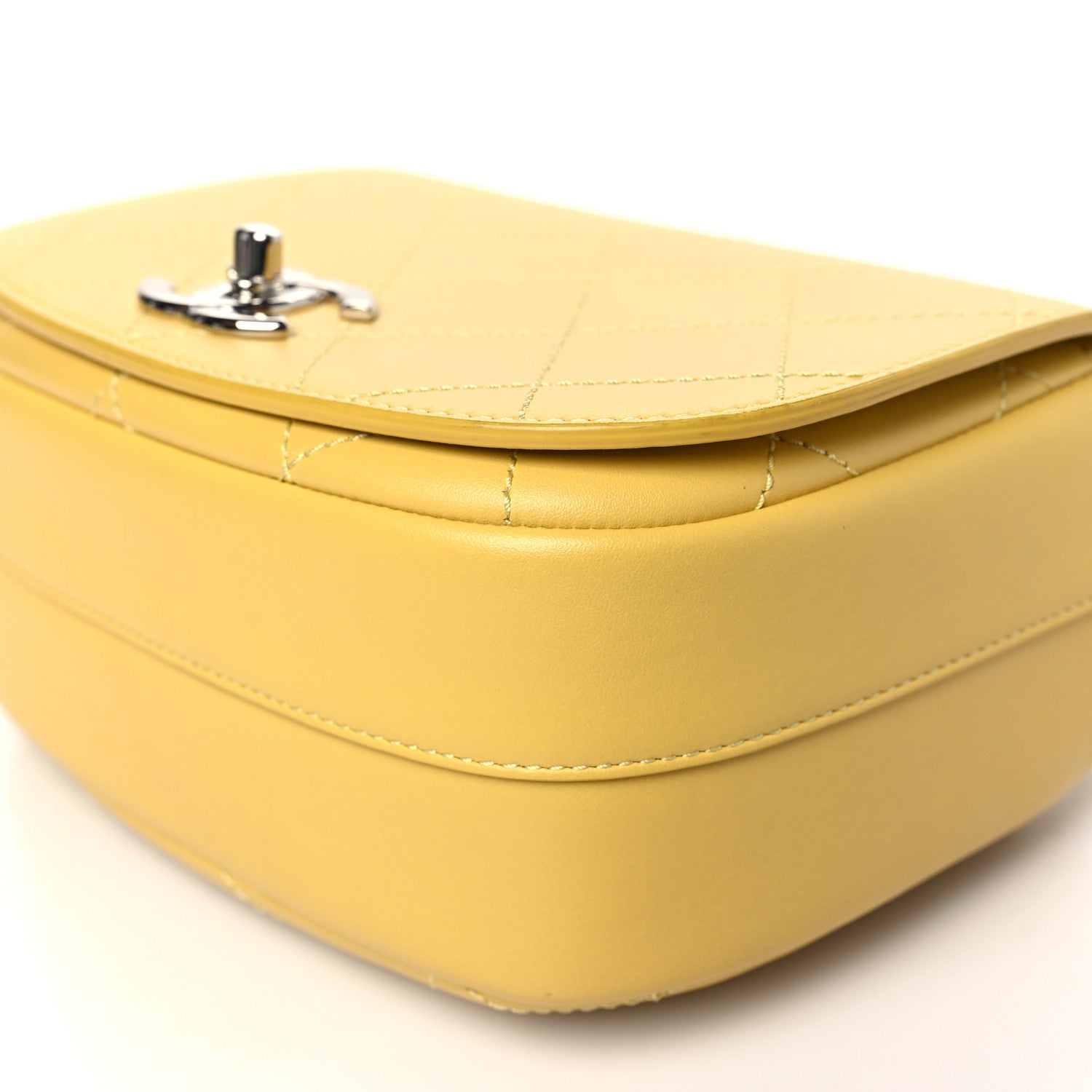 Chanel Calfskin Stitched Small Ring My Bag Flap Crossbody Yellow 10 of 10
