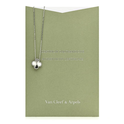 Van Cleef & Arpels 18K White Gold Guilloche Vintage Alhambra Pendant Necklace 6 of 6