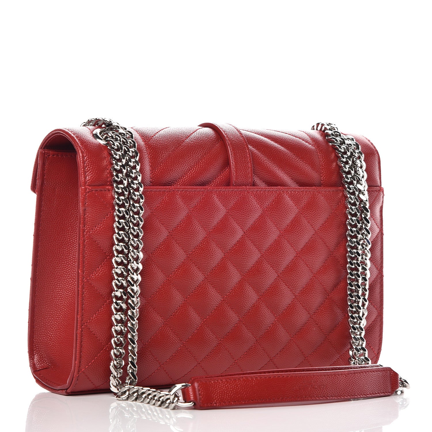 Saint Laurent Grain De Poudre Textured Mixed Matelasse Triquilt Medium Monogram Satchel New Red 3 of 9