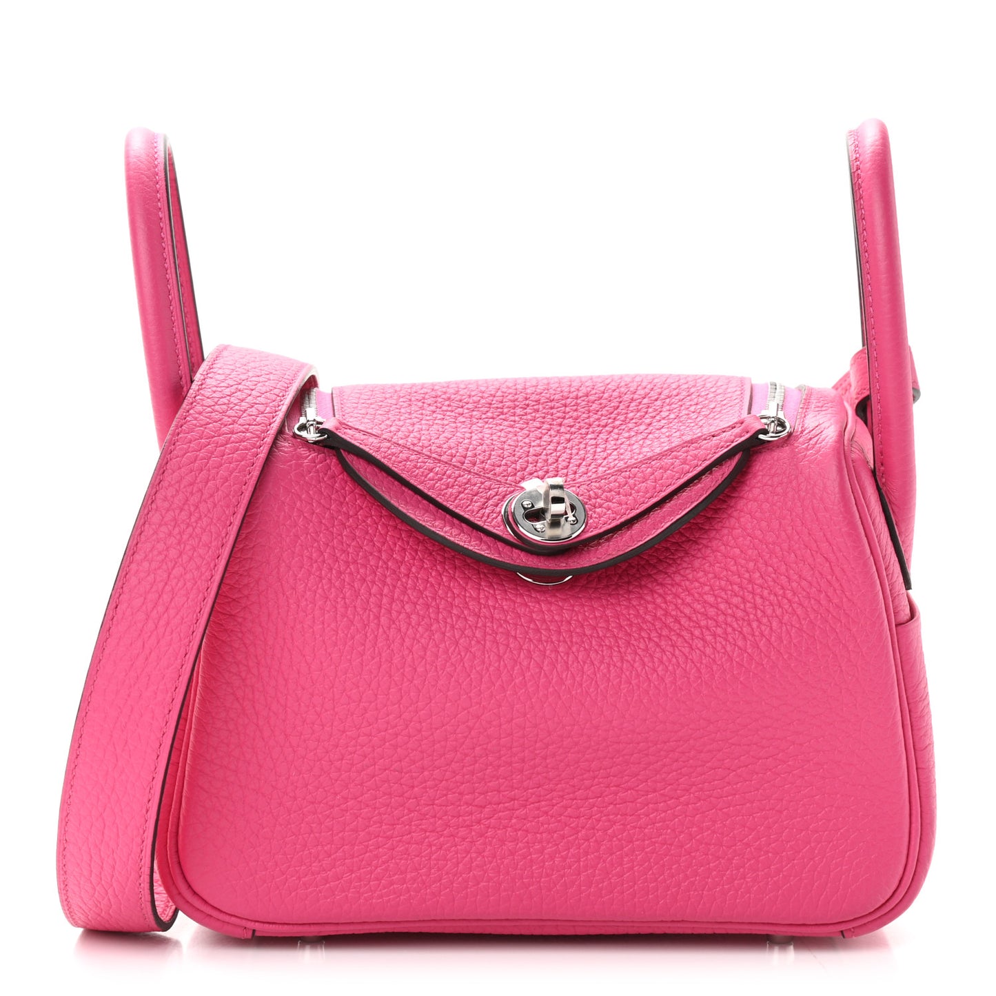 Taurillon Clemence Mini Lindy 20 Rose Shocking