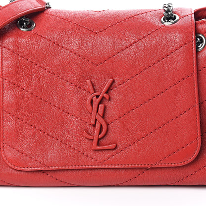 Saint Laurent Pebbled Lambskin Chevron Monogram Small Nolita Red 9 of 9