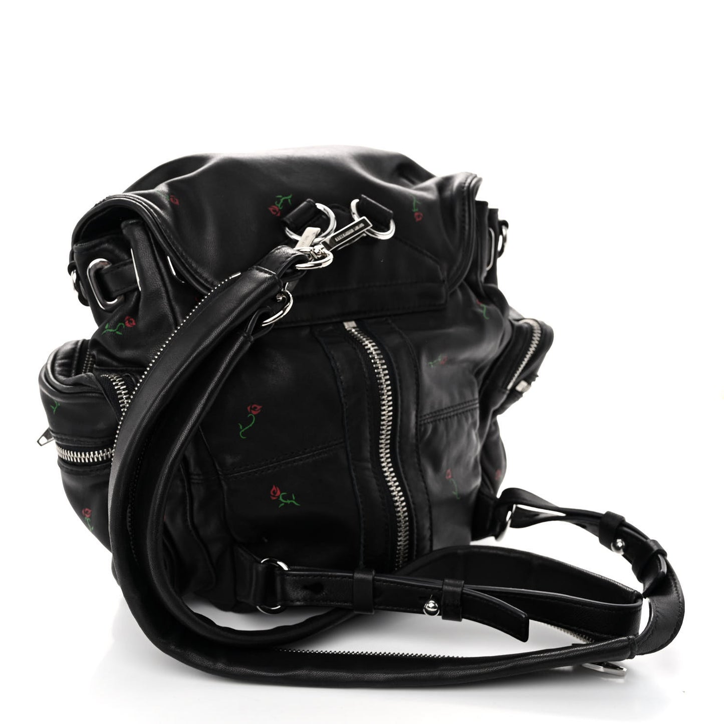 Lambskin Rose Studded Mini Marti Convertible Backpack Black Rhodium Hardware