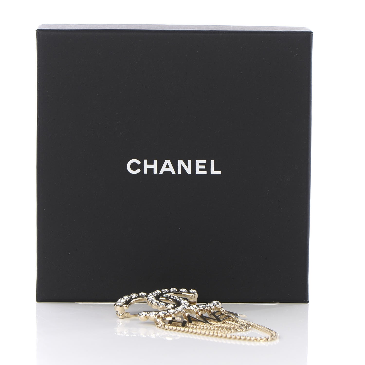 Chanel Metal Crystal Bow-tiful CC Chain Brooch Gold 4 of 4