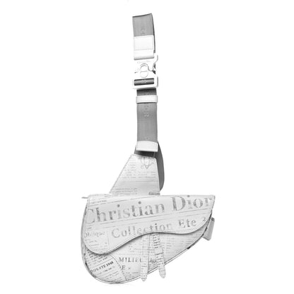 Christian Dior X DANIEL ARSHAM Grained Calfskin Newspaper Print Saddle Bag White 1 of 11