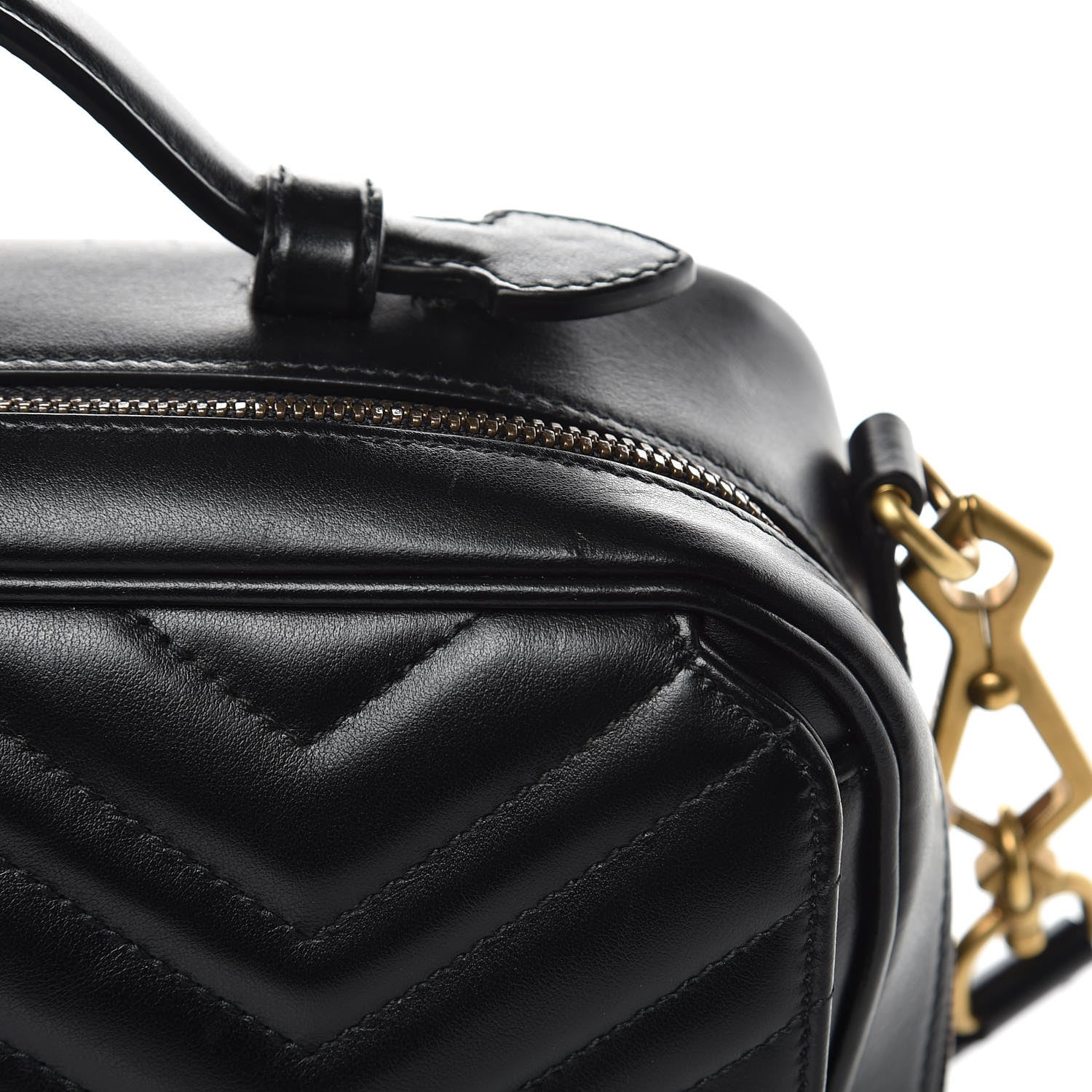 Gucci Calfskin Matelasse Sylvie Web Small GG Marmont Top Handle Shoulder Bag Black 8 of 10