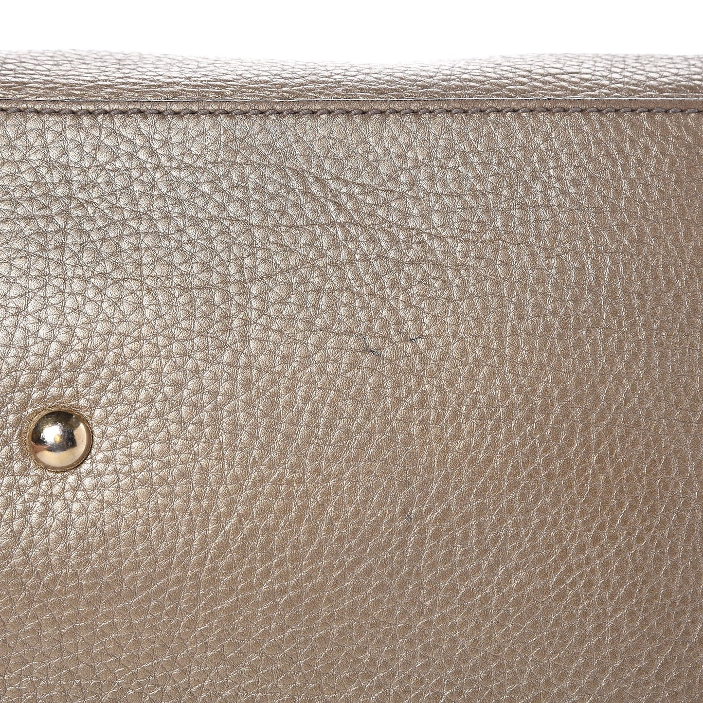 Metallic Cellarius Calfskin Small Soho Top Handle Satchel Golden Beige