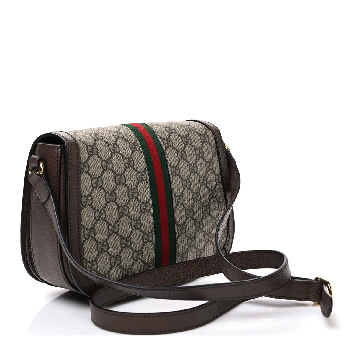 Gucci GG Supreme Monogram Web Small Ophidia Flap Messenger Bag Brown 2 of 9