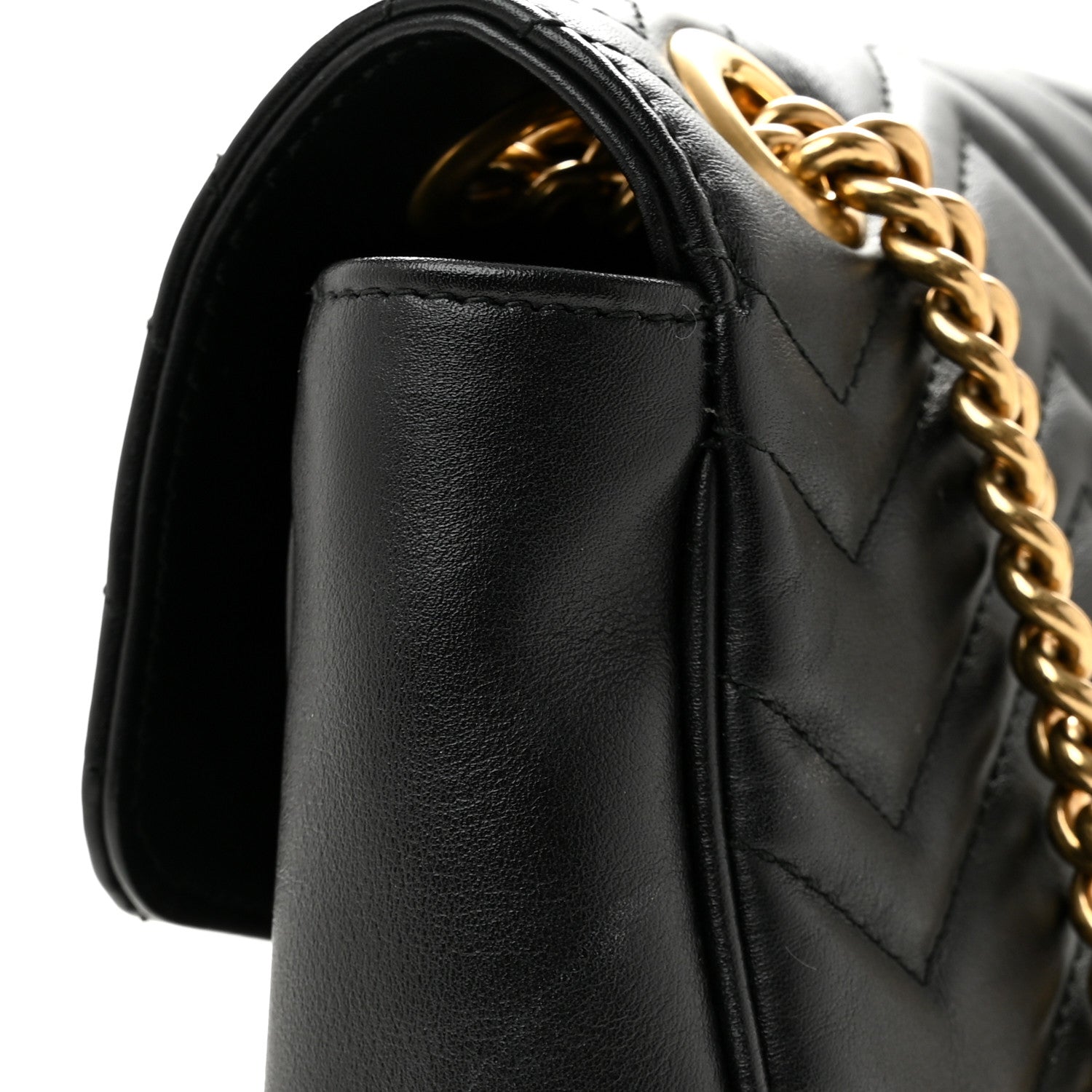 Gucci Calfskin Matelasse Medium GG Marmont Shoulder Bag Black 11 of 12