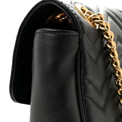 Gucci Calfskin Matelasse Medium GG Marmont Shoulder Bag Black 11 of 12