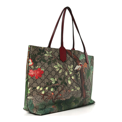 Gucci GG Supreme Monogram Tian Medium Shopping Tote Beige Multicolor Red 3 of 13