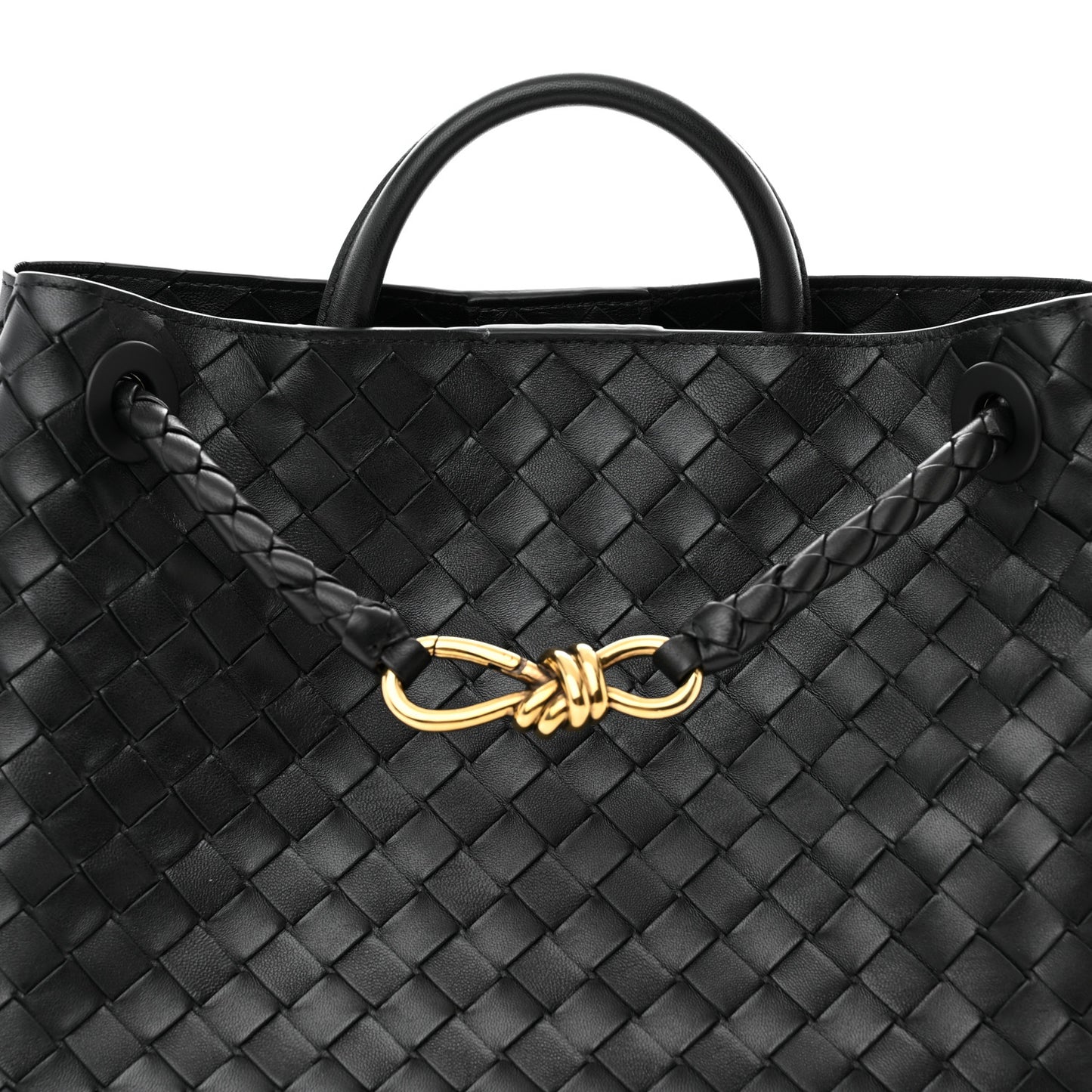 Nappa Intrecciato Medium Andiamo Shoulder Bag Black