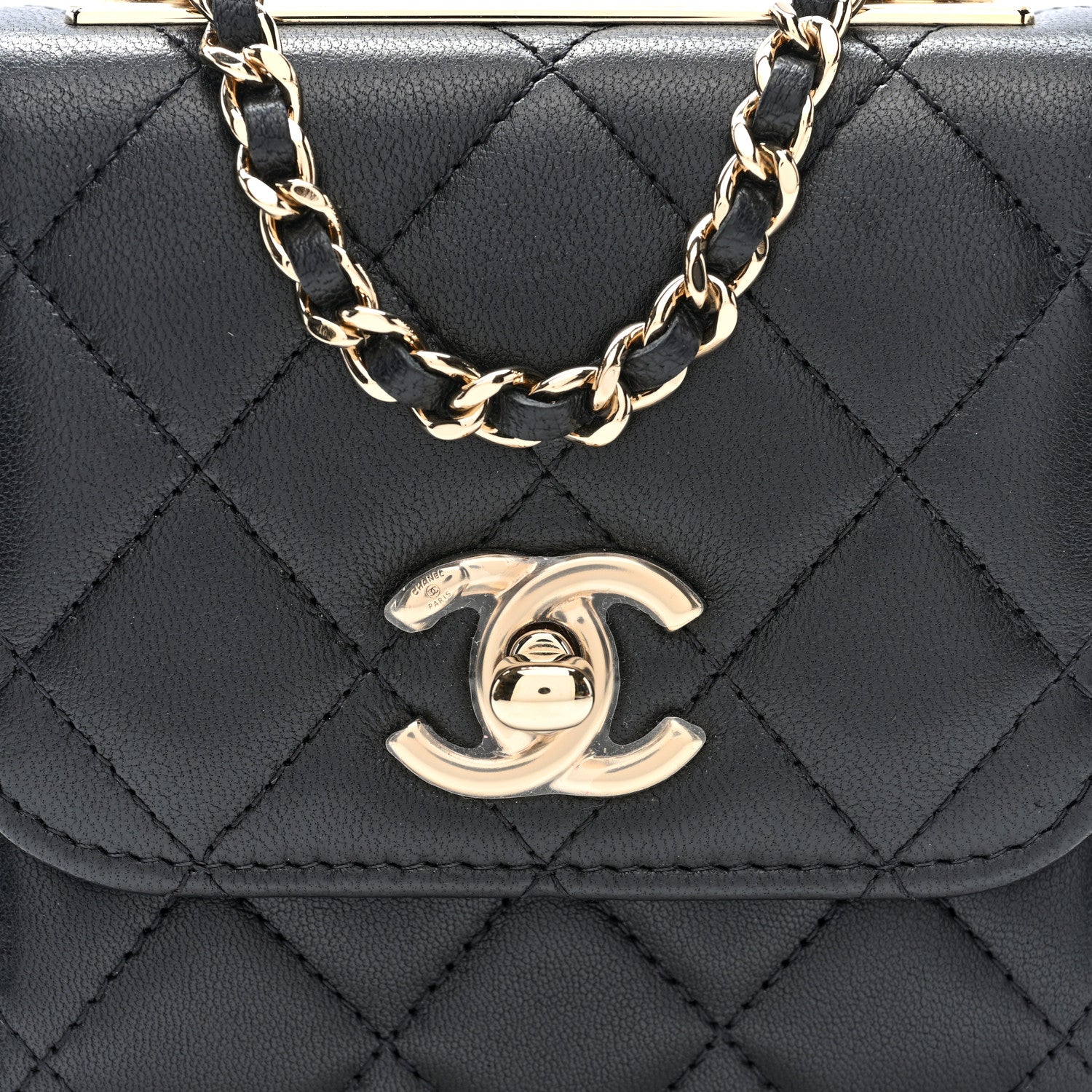 Chanel Lambskin Quilted Mini Trendy CC Clutch With Chain Black 7 of 9