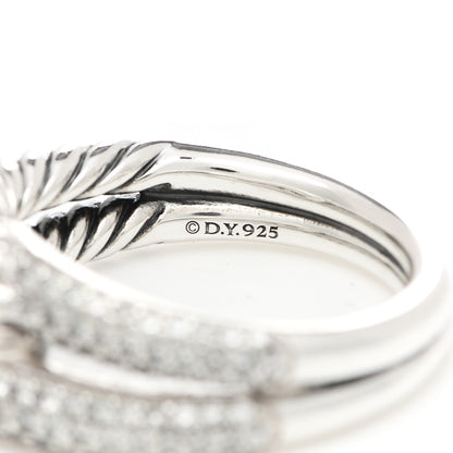 David Yurman Sterling Silver Diamond Pave Single Loop Labyrinth Ring 54 6.75 3 of 4