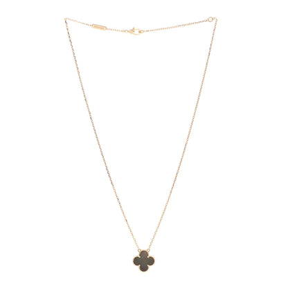 Van Cleef & Arpels 18K Rose Gold Gray Mother of Pearl Vintage Alhambra Pendant Necklace 3 of 6