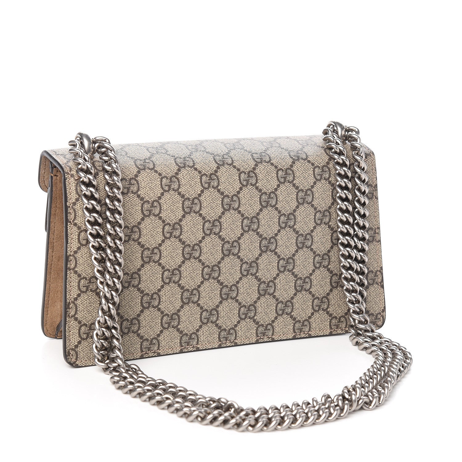 Gucci GG Supreme Monogram Suede Crystal Small Dionysus Shoulder Bag Beige Ebony Taupe 2 of 10