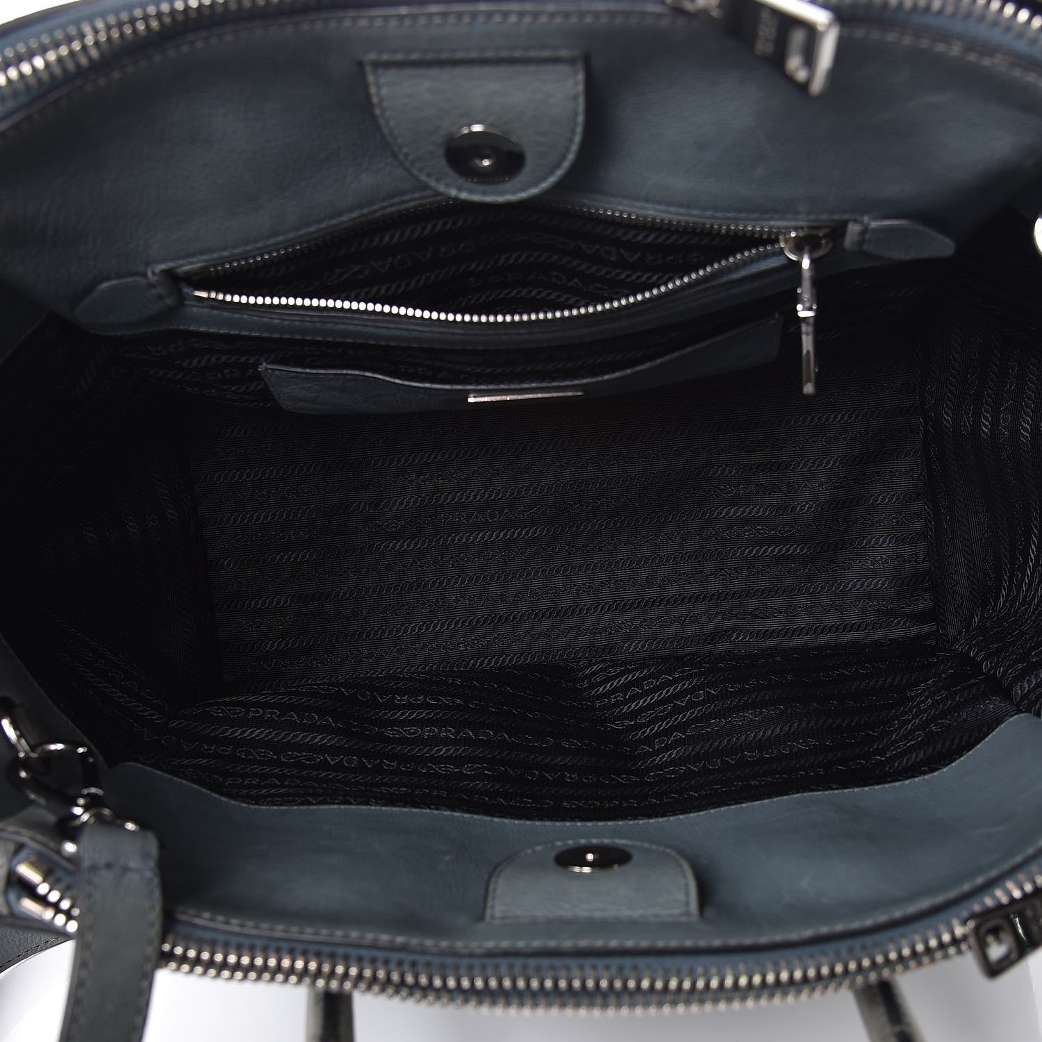 Prada Glace Calf Twin Pocket Tote Marine 5 of 10