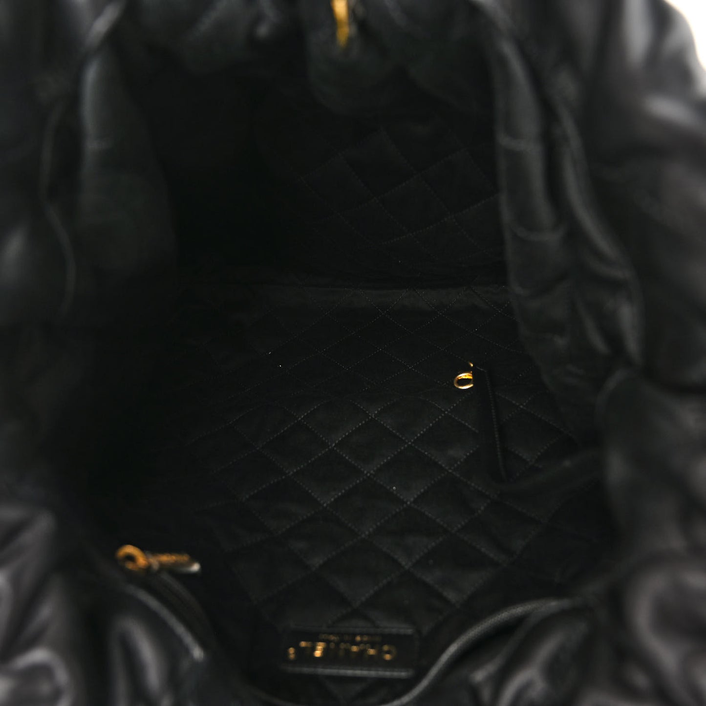 Shiny Calfskin Quilted 22 Backpack Black