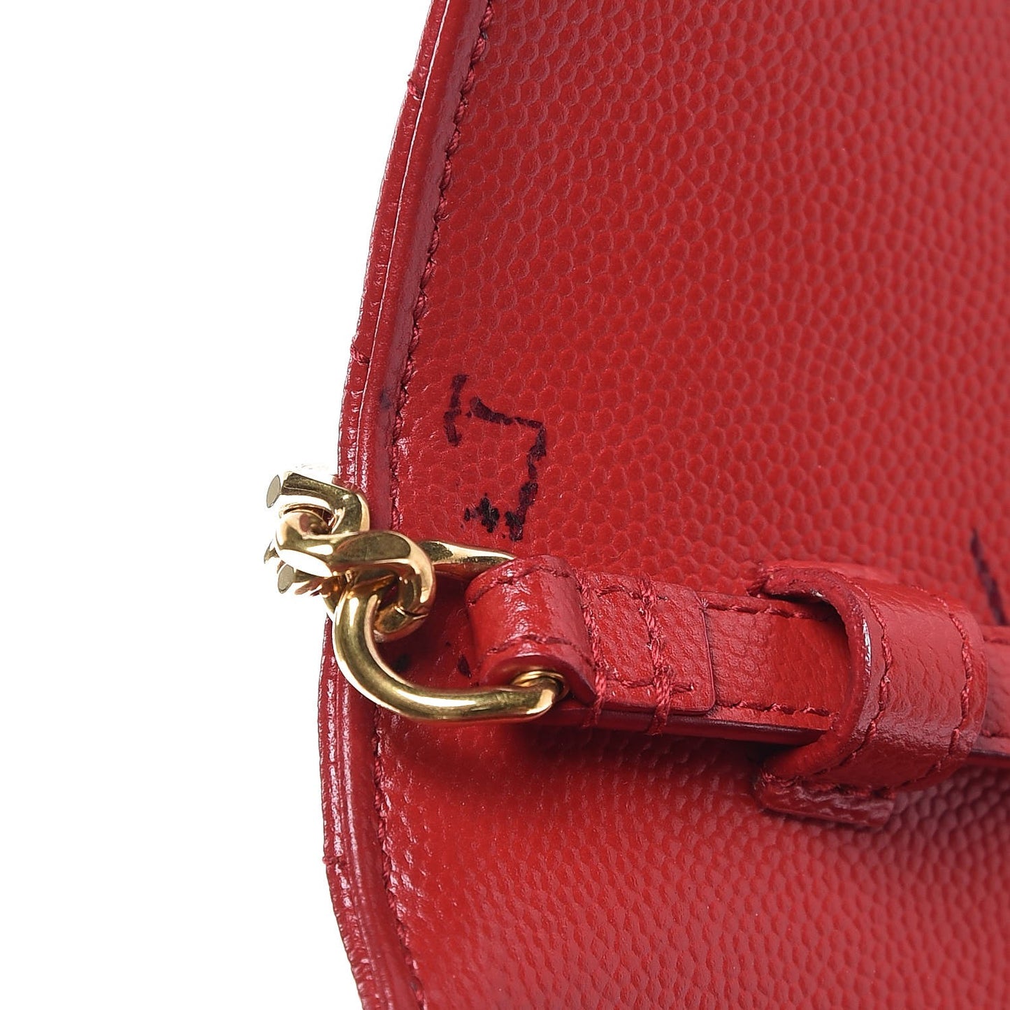 Grain De Poudre Matelasse Chevron Monogram Chain Wallet Red