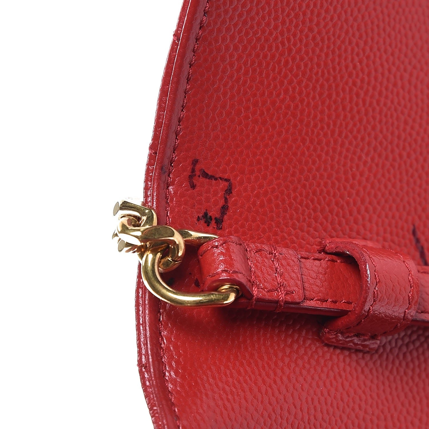 Saint Laurent Grain De Poudre Matelasse Chevron Monogram Chain Wallet Red 8 of 9