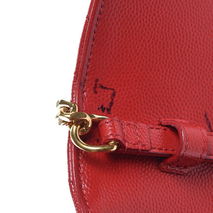 Saint Laurent Grain De Poudre Matelasse Chevron Monogram Chain Wallet Red 8 of 9
