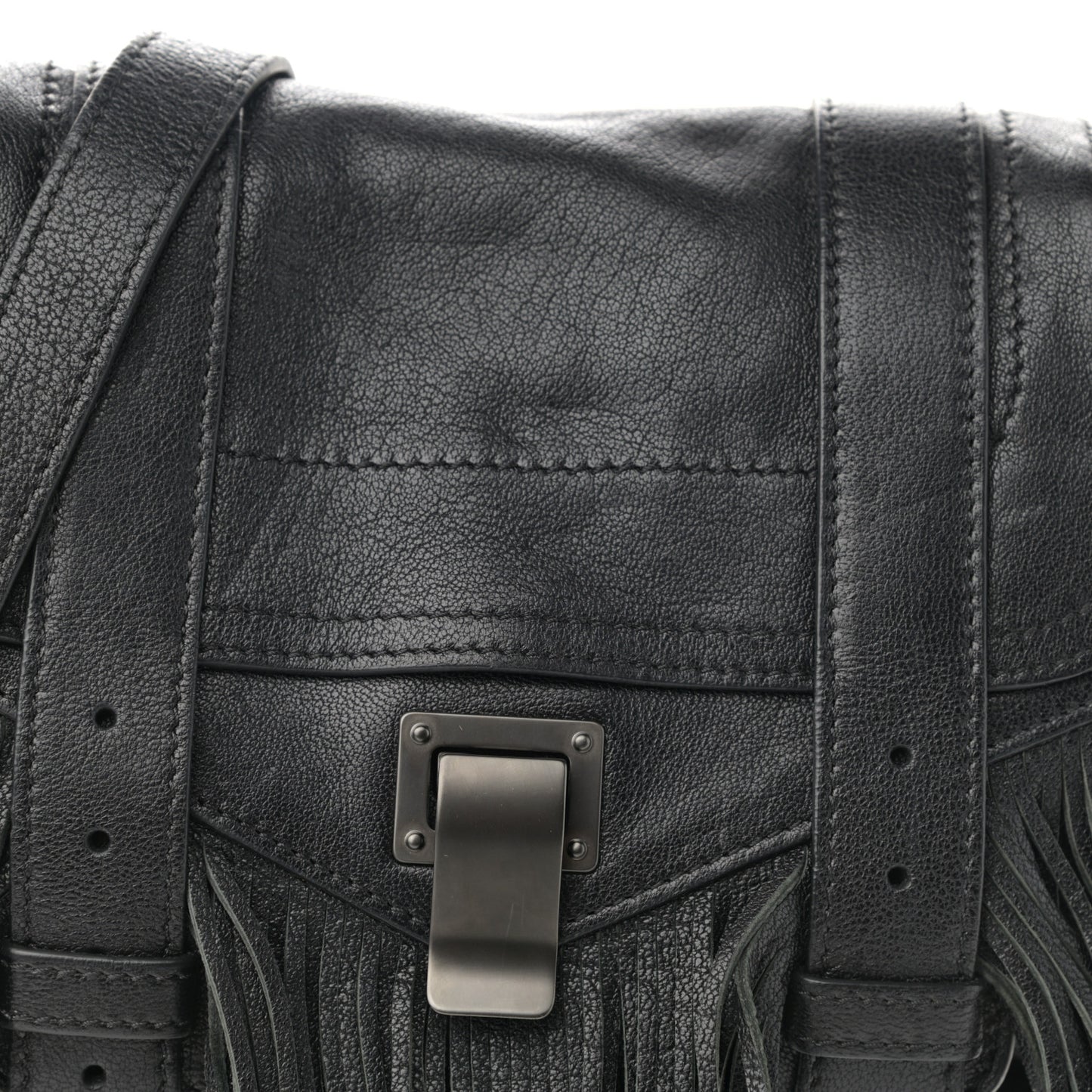 Lambskin Fringe PS1 Crossbody Pouch Black