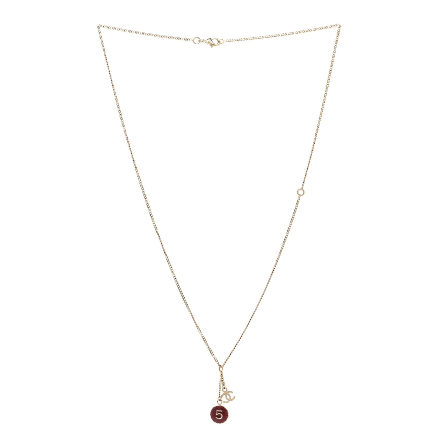 Chain No 5 CC Necklace Red Gold