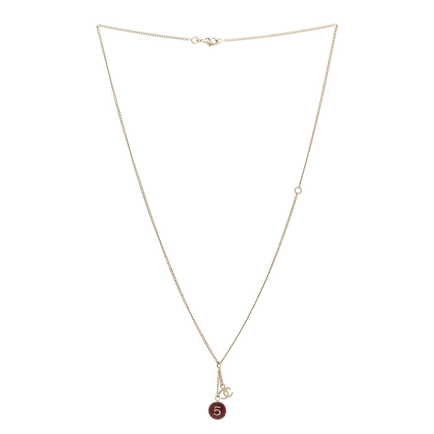 Chanel Chain No 5 CC Necklace Red Gold 3 of 6