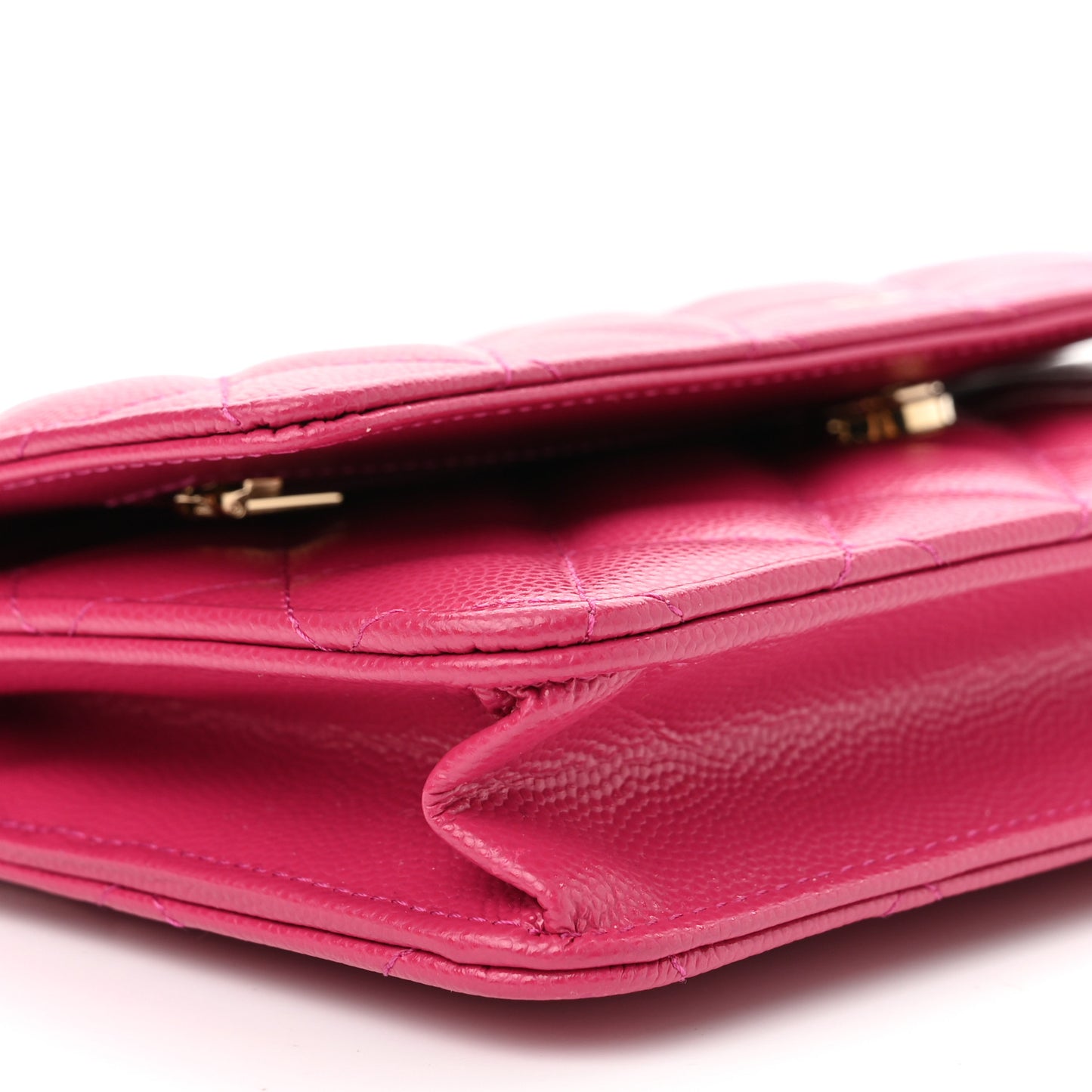 Caviar Quilted Wallet on Chain WOC Dark Pink