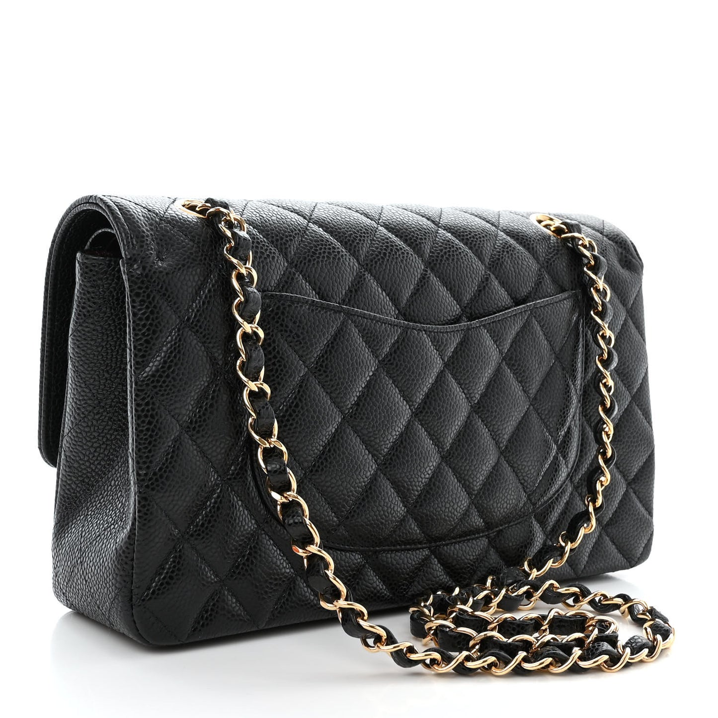 Caviar Quilted Medium Double Flap Black