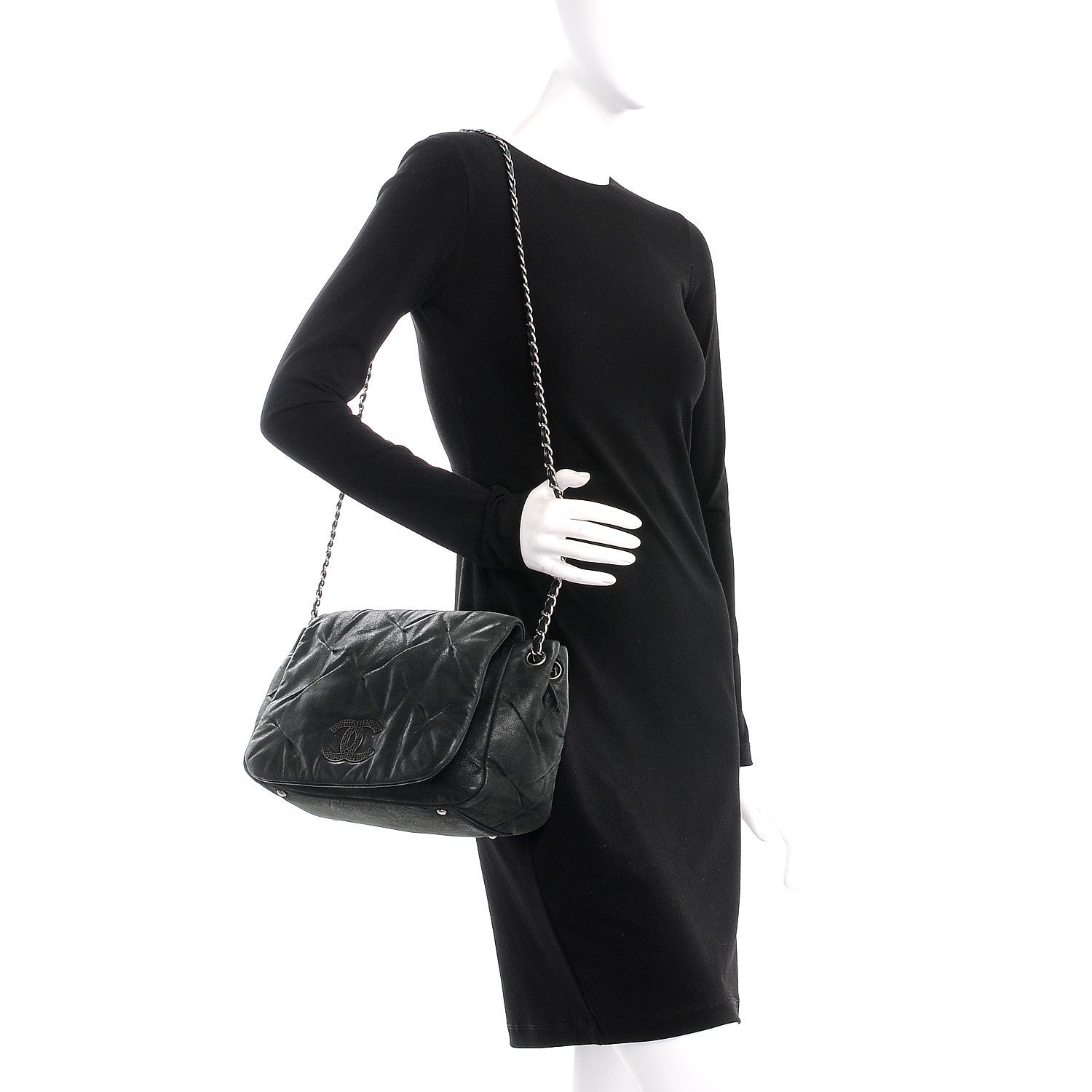 Chanel Iridescent Calfskin Glint Accordion Flap Black 2 of 8