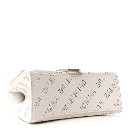 Balenciaga Smooth Calfskin Crystal Diagonal Allover Logo Hourglass Top Handle Bag XS Optic White 4 of 11