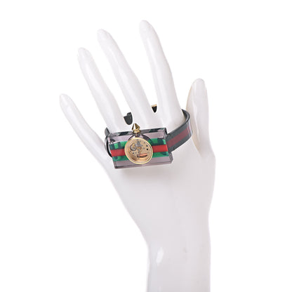 Gucci Stainless Steel Calfskin Plexiglass 24mm Skeleton Quartz Watch 2 of 8