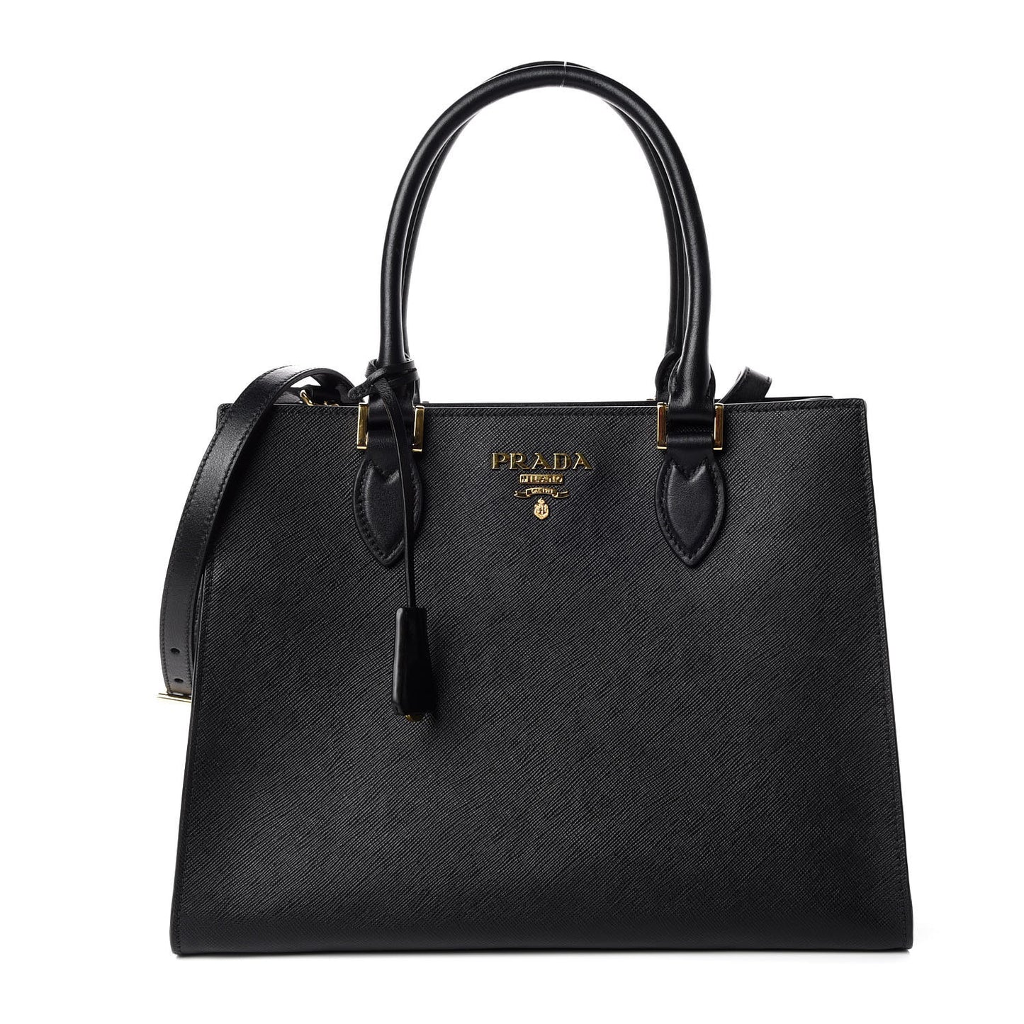 Saffiano Metal Top Handle Black