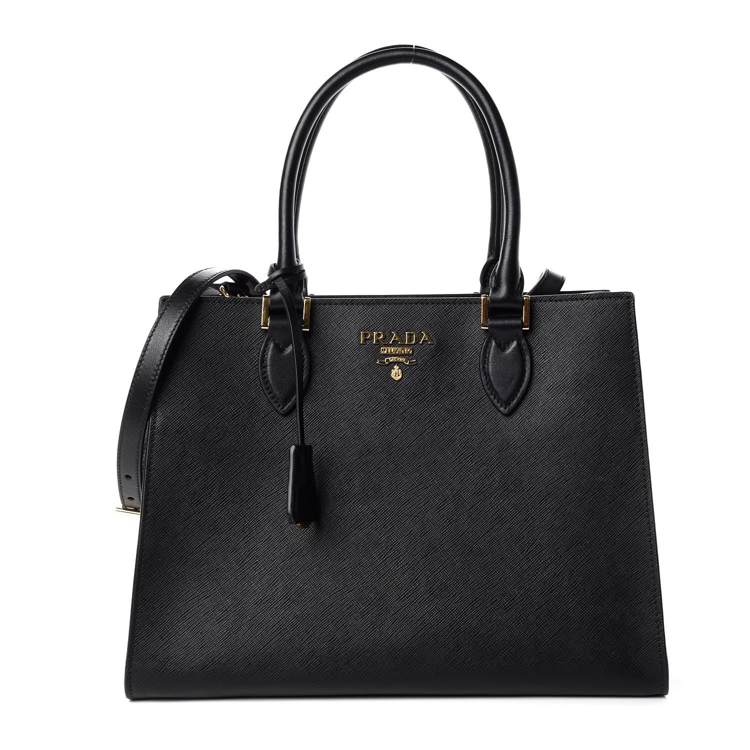 Prada Saffiano Metal Top Handle Black 1 of 9